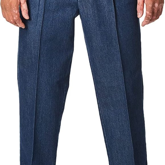 Haggar Mens Pleat & Flat Front Denim -  Big & Tall Sizes - 46/34 - Picture 1 of 3